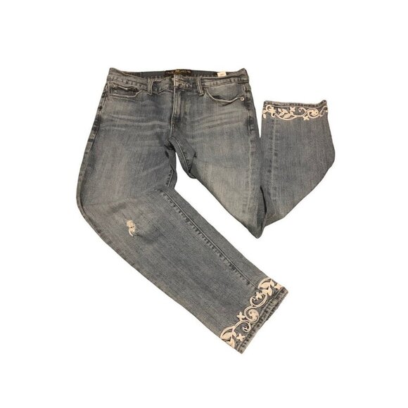 Lucky Brand Jeans Womens‎ 4/27  Blue Crop Sweet Embroidered Straight Low Rise - Picture 1 of 6